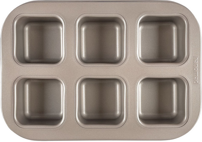 아노마드 미니큐브팬 사각머핀틀 미니식빵몰드 6구 골드, 1개