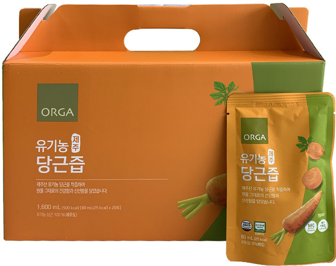 올가홀푸드 유기농 제주 당근즙, 80ml, 20개