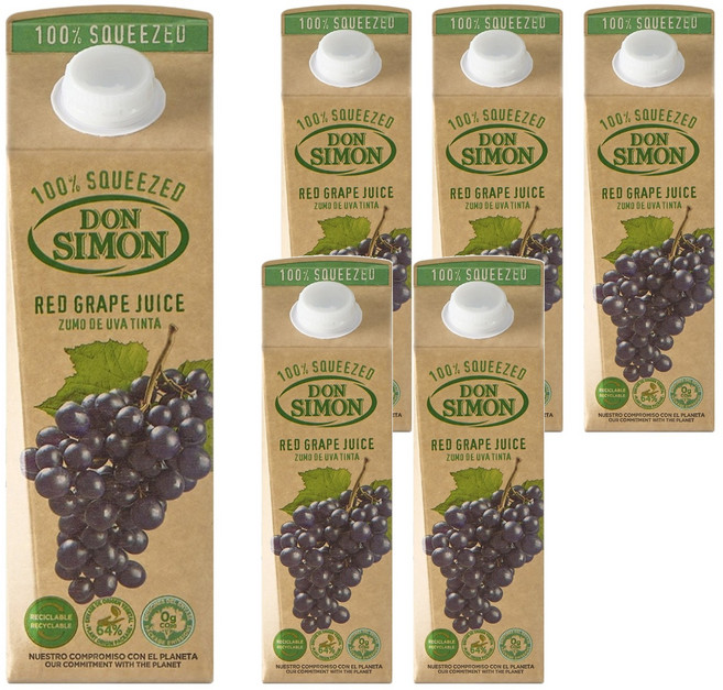 돈시몬 착즙 적포도 주스, 1L, 6개