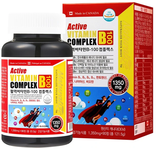 네추럴라이즈 활력비타민B 100 컴플렉스, 90정, 1개 - 쿠팡