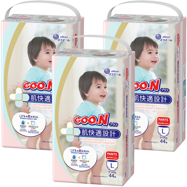 GOO.N 大王 日本境內版 肌快適褲型紙尿布 9~14kg, L, 132片