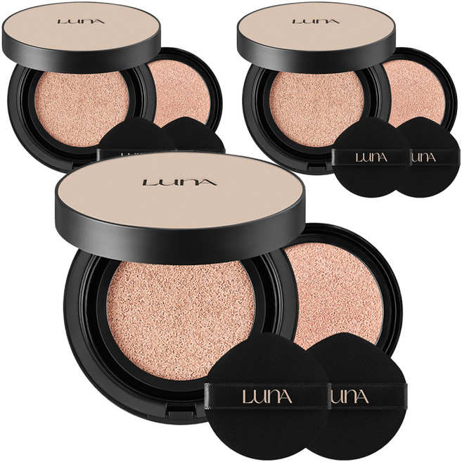LunA 長效遮瑕服貼氣墊粉餅正裝 13.5g+替換蕊組, 21C Cool Ivory, 3組