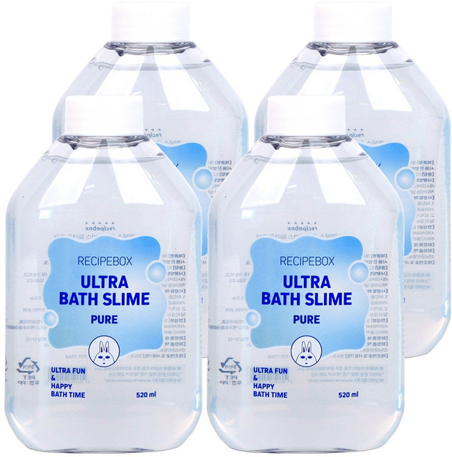 레시피박스 어린이 울트라 목욕 바스슬라임 퓨어, 520ml, 4개