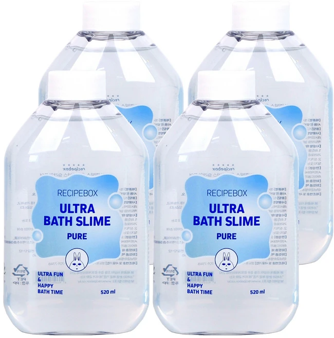 레시피박스 어린이 울트라 목욕 바스슬라임 퓨어, 520ml, 4개 - 쿠팡