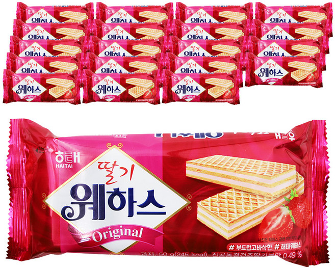 해태제과 딸기 웨하스, 50g, 20개