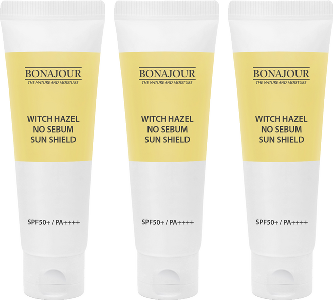 보나쥬르 위치하젤 노세범 썬쉴드 선크림 SPF50+ PA++++, 40ml, 3개