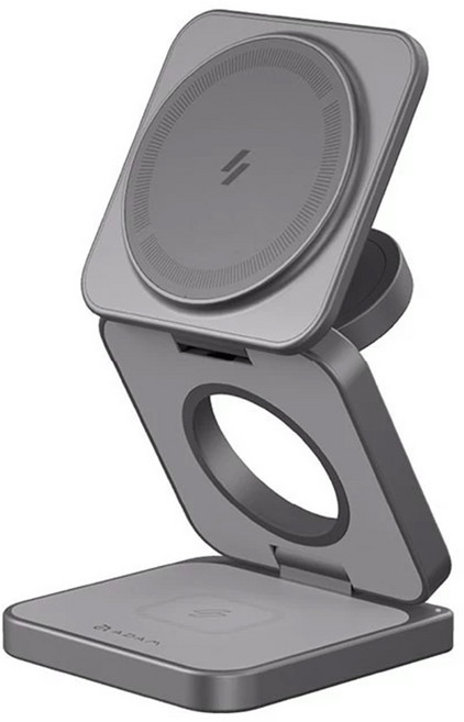 ADAM elements 亞果元素 Qi2 折疊式三合一旅行磁吸無線充電座 15W Mag 3 Pro, 黑色, 1個