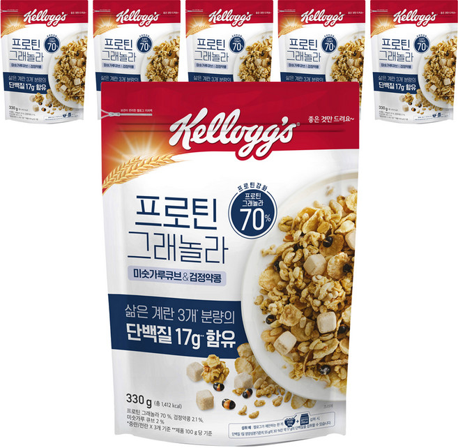켈로그 프로틴그래놀라 미숫가루앤검정약콩, 6개, 330g