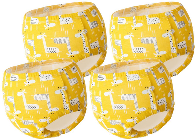 Attirabbit 如廁學習褲 14-15kg M, 4件, 黃色長頸鹿