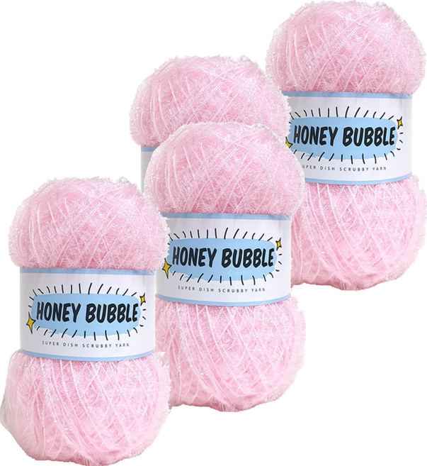 Knitt Honey Bubble系列 菜瓜布線, 淺粉色, 4捲