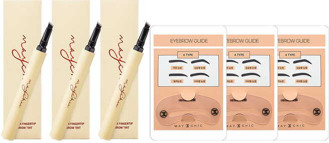 메이시크 롱픽스 핑거팁 눈썹 타투 아이브로우 틴트 1.2g, 다크브라운, 3개