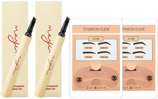 메이시크 롱픽스 핑거팁 눈썹 타투 아이브로우 틴트 1.2g, 다크브라운, 2개 - 쿠팡