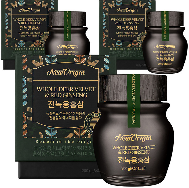 뉴오리진 유한건강생활 전녹용홍삼, 200g, 3개