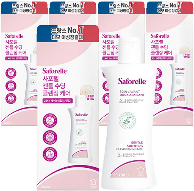 사포렐 젠틀 수딩 클렌징 케어 여성청결제, 5개, 250ml