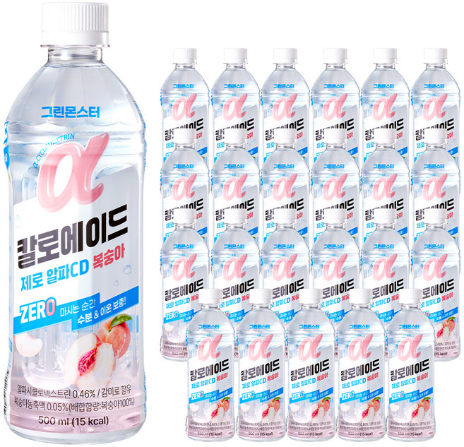 그린몬스터 칼로에이드 제로 알파CD 이온음료 복숭아맛, 24개, 500ml