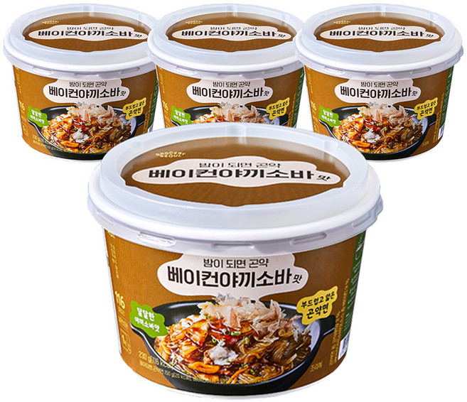 그로서리서울 밤이되면 곤약면 베이컨야끼소바맛, 230g, 4개