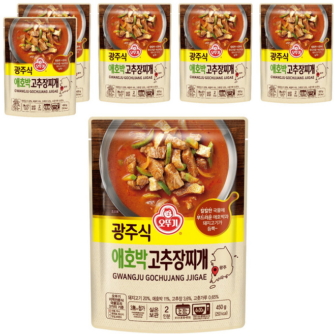 오뚜기 광주식 애호박 고추장찌개, 450g, 6개