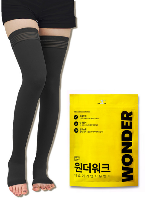 원더워크 의료용 압박용밴드 발트임 블랙, 1개, 허벅지형