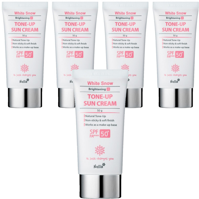 넬라 하얀눈 광채 발효 톤 업 선크림 SPF50+ PA+++, 5개, 50ml