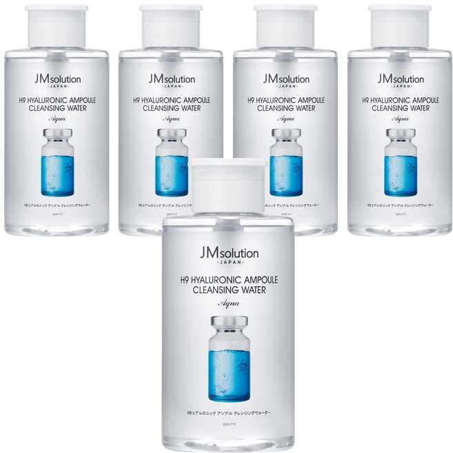 제이엠솔루션 H9 히아루로닉 앰플 클렌징 워터 아쿠아, 500ml, 5개