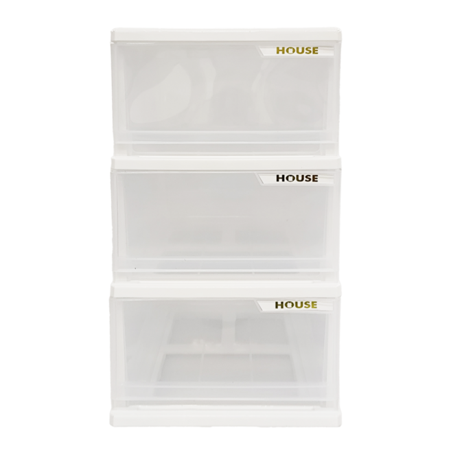 HOUSE 好室喵 3層收納櫃 PP聚丙烯材質 尺寸45x31.5x59公分, 純白色, 3個