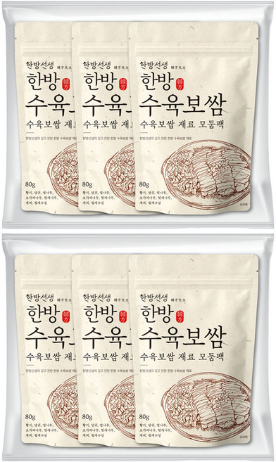 한방선생 수육 보쌈 재료 티백, 80g, 6개