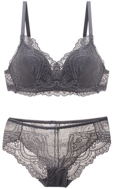 노와이어 글렘 레이스 브라팬티 세트 6026