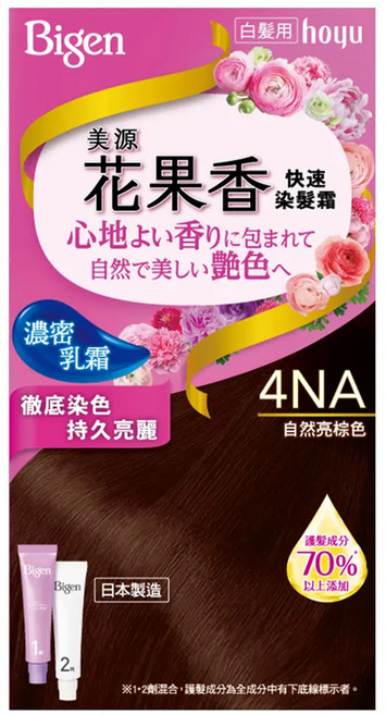 Bigen 美源 花果香快速染髮霜, 4NA自然亮棕色, 1盒