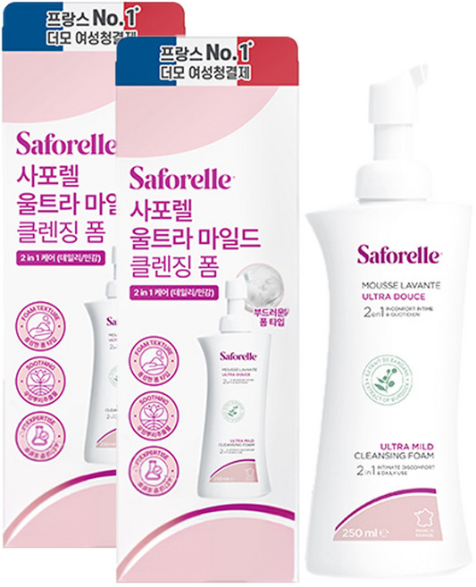 사포렐 울트라 마일드 클렌징폼 여성청결제, 250ml, 2개