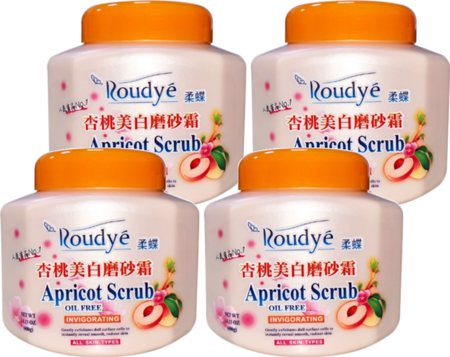Roudye 柔蝶 杏桃美白磨砂霜 無油配方 適合所有膚質, 400g, 4罐