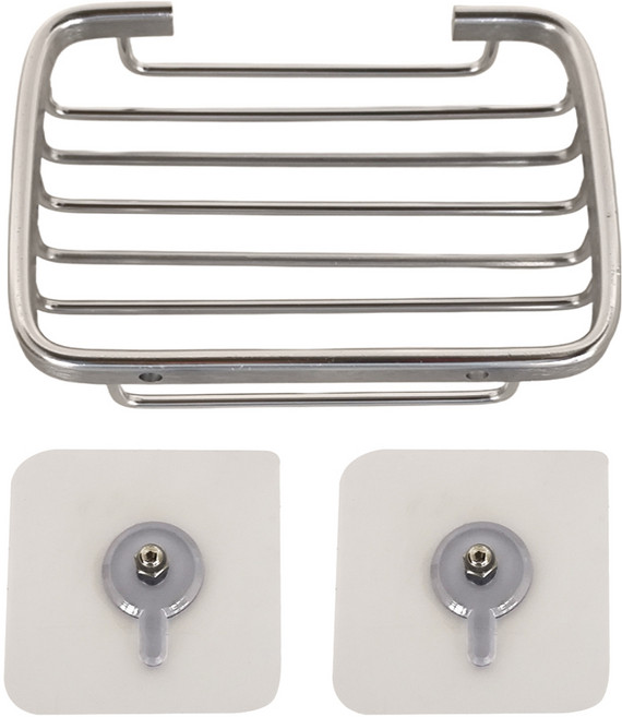 DANLE 丹樂 浴室置物架/肥皂架 置物架 + 螺絲 + 無痕貼片, 亮光銀, 1組