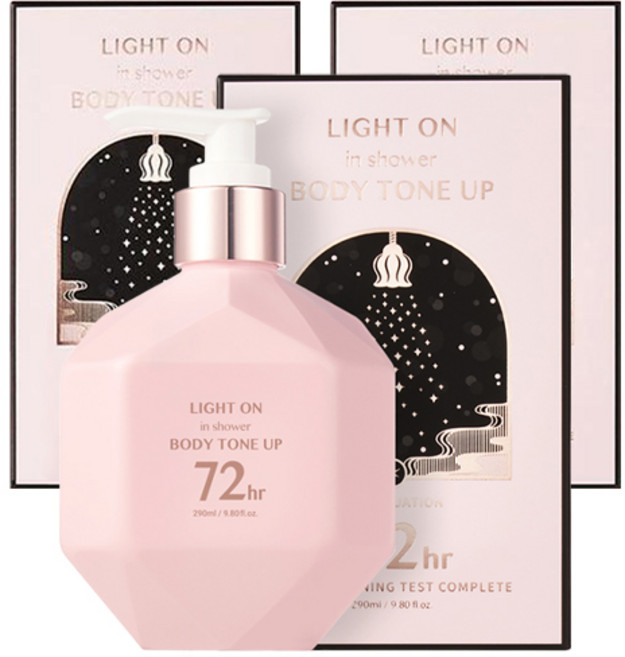 비오엠 라이트 온 인 샤워 바디 톤업 바디로션 베이비파우더향, 290ml, 3개
