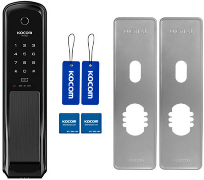 코콤 무타공 스마트 지문인식 도어락 모던블랙 + 하이브리드 푸쉬풀 보강판 실버 세트 KDL-NP760, 고객직접설치