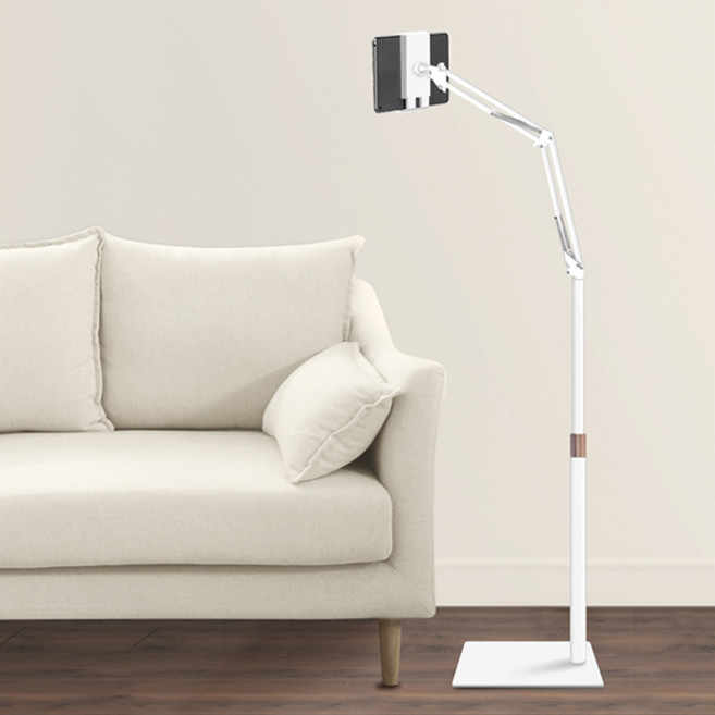 홈플래닛 탄소강 높이조절 스마트폰 태블릿 자바라 거치대 스탠드 1.7m, 화이트, 1개
