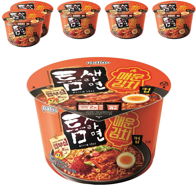 틈새라면 매운김치 컵 105g, 6개