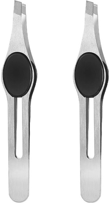 엘로브 잔털 정리용 미용 핀셋 족집게, 2개, 실버