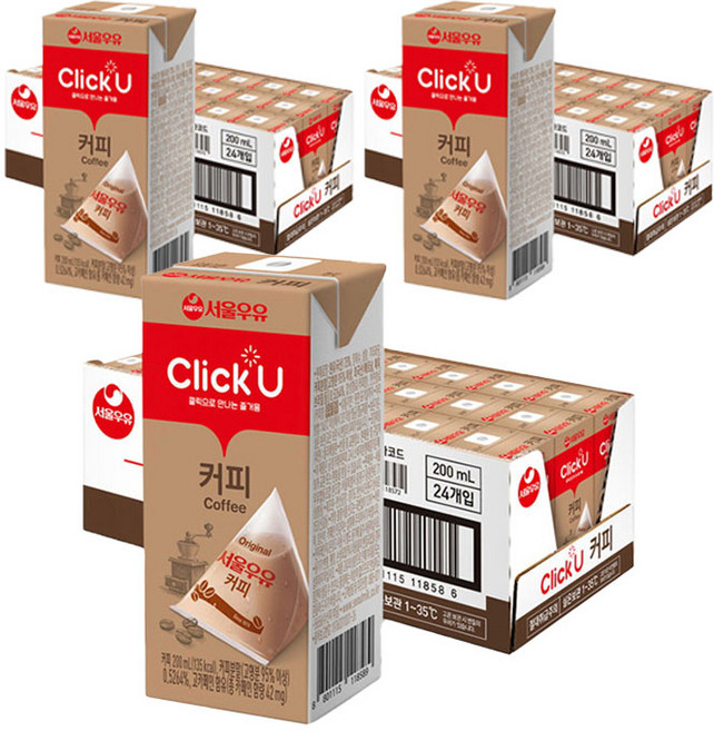 클릭유 커피우유, 200ml, 72개