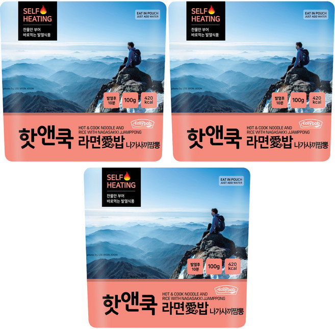 이지밥 핫앤쿡 라면애밥 나가사끼짬뽕, 100g, 3개