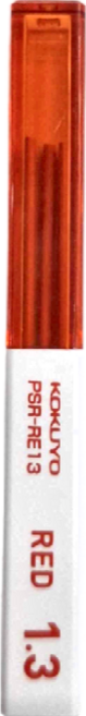 KOKUYO 國譽 六角自動鉛筆芯 紅色, 1.3mm, 1盒