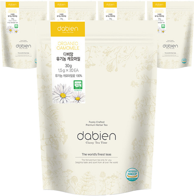 다비앙 유기농 캐모마일 티백, 1.5g, 20개입, 5개