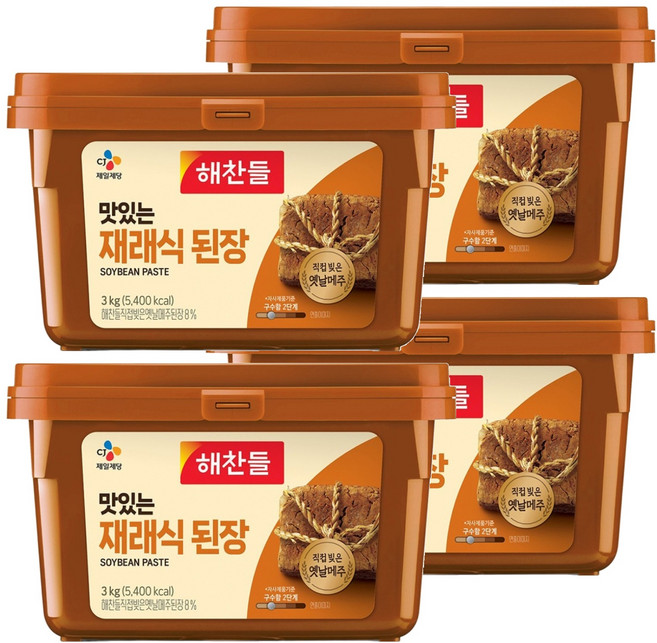해찬들 맛있는 재래식 된장, 3kg, 4개