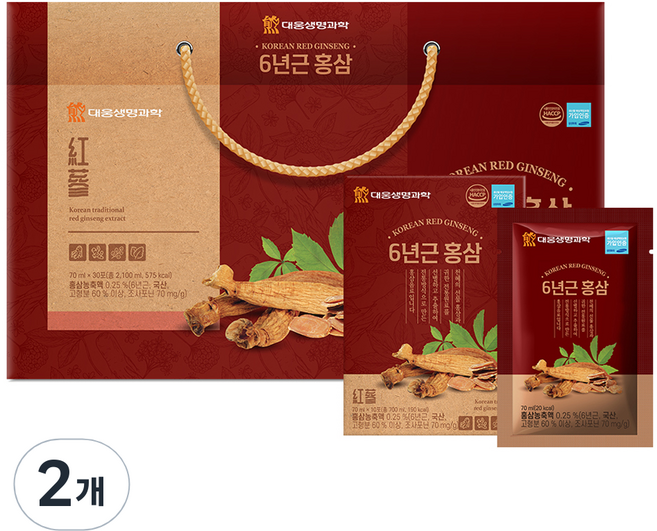 대웅생명과학 6년근 홍삼 30p, 2개, 2.1L
