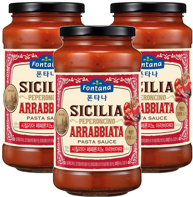 Sempio 膳府 Fontana 西西里香辣番茄義大利麵醬, 3個, 600g