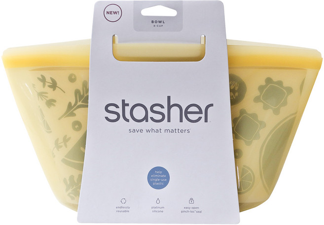 stasher 碗形矽膠密封袋 黃色 1893ml, XL, 1個