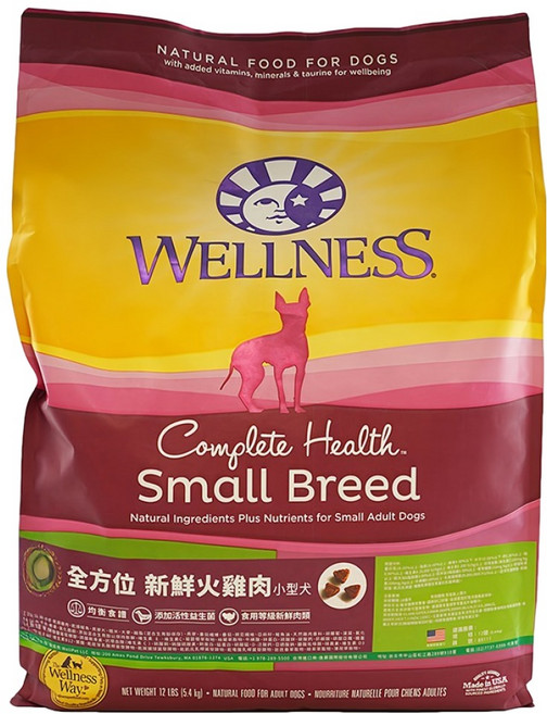 wellness 寵物健康全方位小型犬, 新鮮火雞肉, 12lb, 1袋