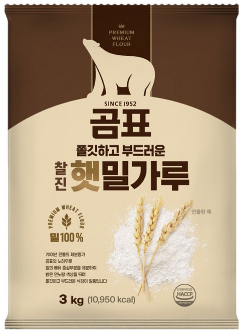 곰표 쫄깃하고 부드러운 찰진 햇밀가루, 3kg, 1개