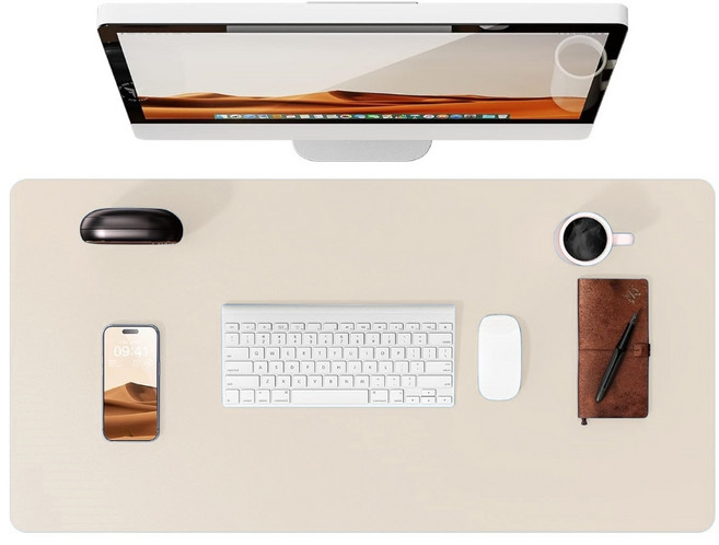 하늬통상 책상 가죽 데스크매트 대형, 아이보리