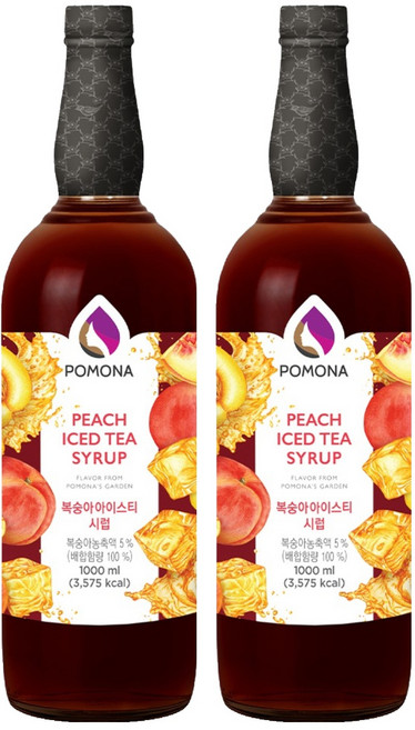 포모나 복숭아아이스티 시럽, 1L, 2개