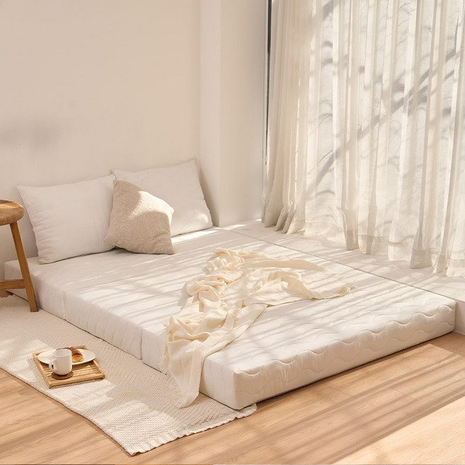 리브맘 허리엔 3단 접이식 탄탄 매트리스 토퍼, 아이보리, 8cm