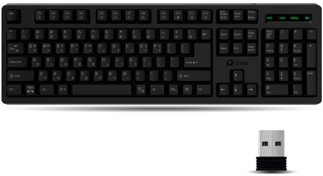 큐센 무선 일반형 키보드 + 키스킨 세트, 블랙, SEM-DT45 Plus Wireless
